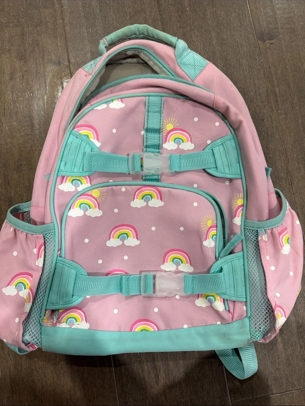 Pottery Barn Kids Pink and Teal Rainbow Backpack